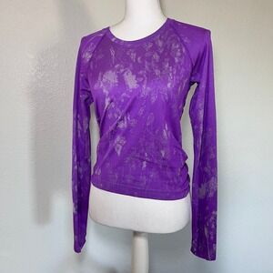 Lululemon Swiftly Tech Long Sleeve Shirt Purple Camo Size 6 Running Training